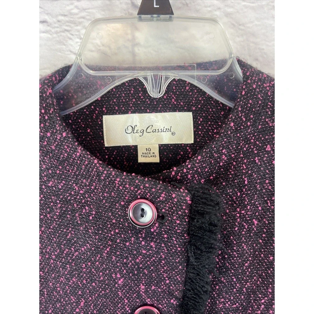 Oleg Cassini VTG Women's Old Money Tweed Fringe Lined Blazer Jacket Size 10